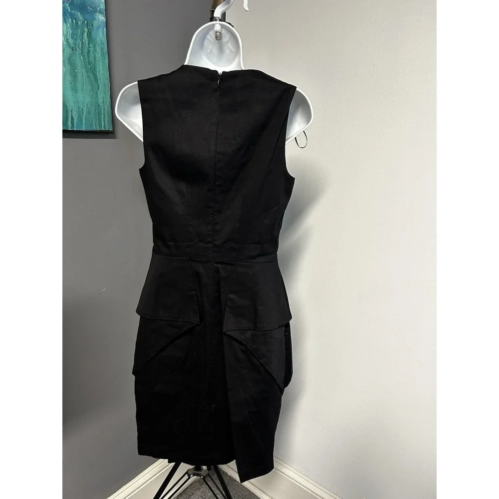 Vince Camuto‎ Women's 2 Black Mini Dress Sleeveless Peplum Sexy Clubwear LBD